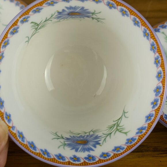 Aynsley England Teacups & Saucers Pair | Blue Floral Bone China | Vintage - Picture 11 of 15